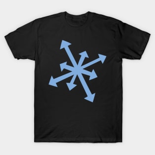 Large Snowflake Digital Illustration in Blue T-Shirt